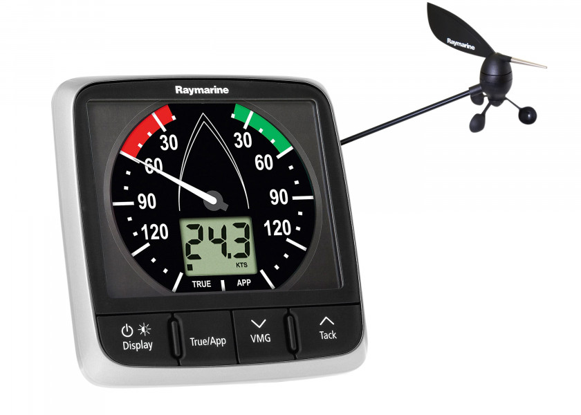 Raymarine i60 es un dispositivo que muestra con preision la velocidad y direccion del viento aparente y real mediante una pantalla digital y un indicdor analógico de fácil lectura.